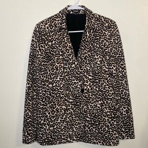 Express Women Sz S Soft Leopard Print Modern Longline Boyfriend Blazer